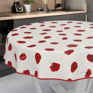 ANRO Runde Wachstuchtischdecke mit Paspelschrägband – abwischbar & pflegeleicht – wetterfeste Gartentischdecke mit sauberem Rand – für Balkon, Küche & Garten Rund 140 cm mit Saum - Eingefasst