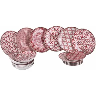Tafelservice 18-teilig aus Porzellan, 6 verschiedene Plätze, Kasbah Purpur