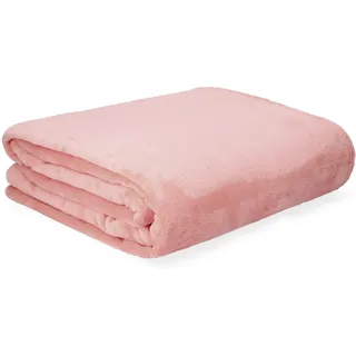 HOMLA Rote Fleecedecke Flauschig und Warm - für Couch Sofa und Bett Kuscheldecke Sofadecke Wohndecke - Pflegeleicht 150 x 200 cm Rosa