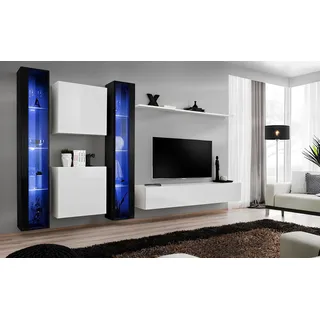 Gruppe Wohnwand Modern Wandregal Designer Wandschrank Luxus Holz Einrichtung Neu - Weiß