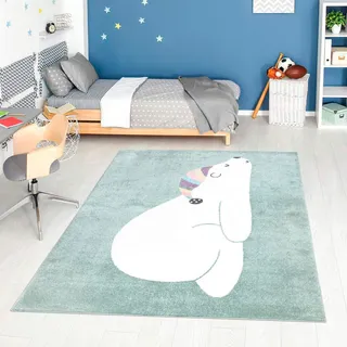 Carpet City Kinderteppich »ANIME921«, rechteckig, 11 mm Höhe, Kinderzimmer Teppich Modern mit Mond, Blumen, Wolken, Creme, Multi, grün