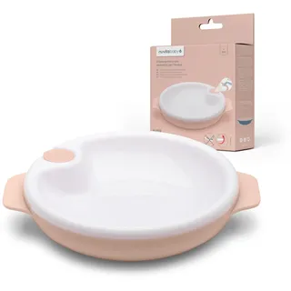 Nuvita 1429 Thermo-Baby-Teller mit Warmwasserbehälter – Antirutsch-Boden, Spritzschutz-Rand, Hitzebeständige Griffe – BPA-frei, Spülmaschinenfest- English Rose