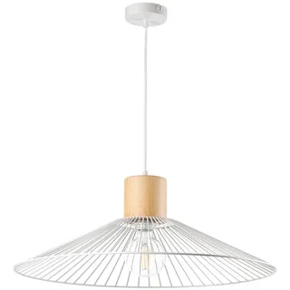 Pendelleuchte , Weiß Hochglanz, Hellbraun , Metall, Holz , Bambus , rund , 60x160x60 cm , Eec , ohne Chemie , Lampen & Leuchten, Leuchtenserien