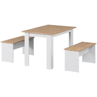 Vicco Eckbankgruppe Sentio, Weiß/Goldkraft Eiche, 112 x 73.6 cm mit 2 Bänken