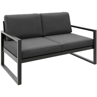 Beautysofa Loungesofa Stella 2-Sitzer mit Metallrahmen, 146 cm, Dunkelgrau , 146x86x80 cm , Gartenmöbel, Loungemöbel, Gartensofas & Loungesofas