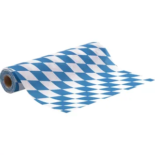 100%Mosel Oktoberfest Tischläufer, in Blau-Weiß (30 cm x 10 m), dekoratives Vlies Tischband, Karierte Tischdeko für Wiesn Party & Bayrischer Abend