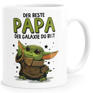 MoonWorks® Kaffee-Tasse Papa Sprüche Geschenk Vatertag Lustig Motiv Baby-Yoda mit Spruch Bester Papa 2 weiß standard