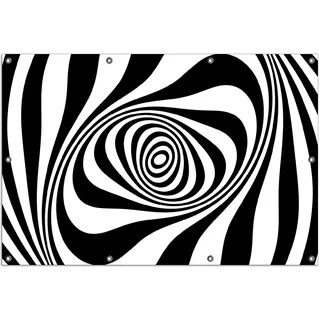 Wallario Outdoor-Poster für Garten oder Balkon, Motiv Optische Täuschung - Zebra Muster - schwarz weiß, in ca. 100 x 150 cm - Schwarz