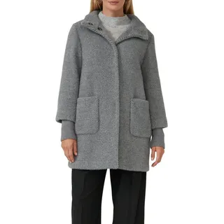 s.Oliver Wintermantel S.OLIVER BLACK LABEL, Damen, Gr. 40, grau, Web, Obermaterial: 63% Polyamid, 37% Polyester. Futter: 100% Polyester, unifarben, lässig geschnitten Po-bedeckend, Rundhals, Bündchen, Mäntel Wintermantel, mit Stehkragen