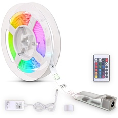 Bild LED Stripe, LED Band, 3m RGB Fernbedienung, selbstklebend, Farbwechsel, kürzbar, Weiß