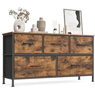 Songmics Sideboard 5 Schubladen Vintagebraun / Schwarz