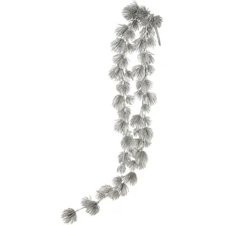 Künstliche Kiefergirlande 66cm Kette Deko Girlande Tanne Ranke Floristik Zweig Weihnachtsgirlande Tisch Weihnachtsdeko Adventskranz Zubehör Kranz Kunsttanne Kieferzweig hängend Tannengirlande, silber