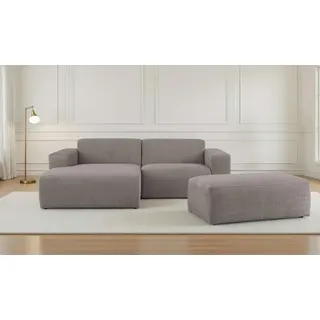 INOSIGN »Koa,228cm, L-Form, Modulsofa, Webstoff, Cord, Struktur, Chenille« Designsofa, Set, Hocker inklusive, weicher Lounge-Sitzkomfort