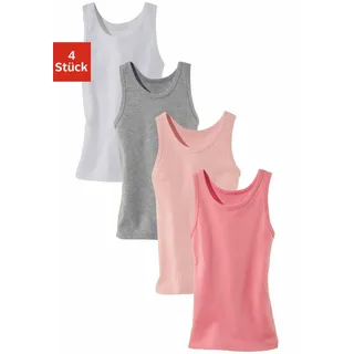 Unterhemd VIVANCE, Jungen, Gr. 128, 4 Stk., N-Gr, bunt (rosa, grau, weiß, pink), Feinripp, Obermaterial: 100% Baumwolle. Melange in der Packung: 67% Baumwolle, 33% Polyester, unifarben, körpernah, tiefer Rundhals, Unterhemden Unterhemd, unifarben, Tanktop, Feinripp-Qualität, Topseller