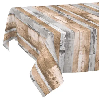 ANRO Tischdecke abwaschbar Holzoptik 120 x 140 cm Braun Grau