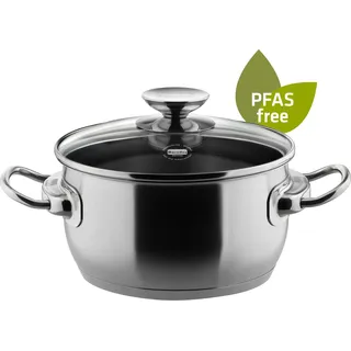 Kochtopf mit Glasdeckel 16, 20 oder 24 cm, Edelstahl, poliert - Injoy® PFAS-frei