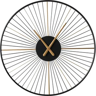 BELIANI Wanduhr Schwarz Metall Rund 80 cm mit Zeigern Batteriebetrieben Modern Loft Design Uhr ohne Indizes Sekundenzähler - Schwarz, Gold