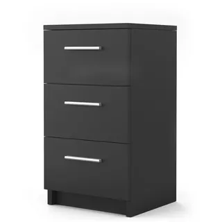 Vicco Nachttisch Schwarz 38 x 66 cm , Holzwerkstoff , Rechteckig,Rechteckig , 38x66x35 cm , Schlafzimmer, Nachtkästchen