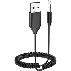 Aux Bluetooth Adapter Auto für Freisprechanruf und Wireless Musik Bluetooth Empfänger Klinke kompatibel mit Auto mit Aux und USB Anschluss