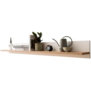 Furn.Design Wandboard weiß matt, Evoke Eiche, Wandregal 180 cm , Weiß, Eichefarben , Holzwerkstoff , Nachbildung,Eiche , Uni , Rechteckig , 180x20x20 cm , FSC Mix , Wohnzimmer, Regale, Wandboards