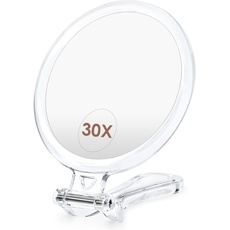 Auxmir Vergrößerungsspiegel Handspiegel mit Griff, 30X/1X Doppelseitig Kosmetikspiegel, Faltbar Tragbar Spiegel Reisespiegel für Makeup Gesichtspflege