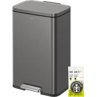 EKO Madison Abfalleimer mit Einsatz, 50 l, fingerabdruckresistente Oberfläche, Stahl, Grau