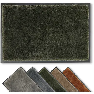 Astra Fussmatte innen rutschfest - nachhaltige Schmutzfangmatte weich - Läufer Flur waschbar per Hand - Türmatte pflegeleicht - Fußmatte moosgrün 40x60 cm