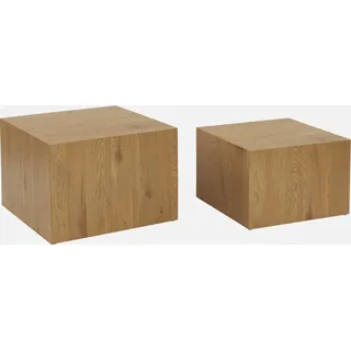 sweeek - 2er-Set quadratische Couchtische mit Holzoptik - Natur