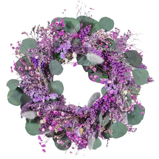 KI Store klein Türkranz Lavendel Frühling Trockenblumen Kranz 30cm Natur Trockenblumenkranz fur Fenster kuche