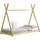 Kinderbett 90x200cm Natur Holz im Tipi-Design aus Kiefernholz Jugendbett Bett Holzbett Hausbett