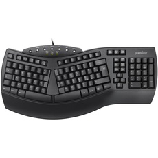 Perixx PERIBOARD-512 Ergonomische Split-Tastatur, USB, unterteiltes Design, mit 7 Multimedia-Tasten und integrierter Handballenauflage, italienische QWERTY-Tastatur, Schwarz