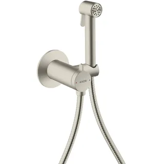 Hansgrohe AXOR Bidette Showers Bidette Handbrause 1-jet EcoSmart, rund, für Mischwasser, mit Brausehalter und Brauseschlauch 1,25m, 29242800, Farbe: Stainless Steel Optic