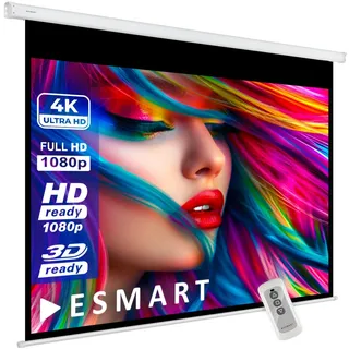 ESMART Economy EXM Motor-Leinwand 277 cm Bild 240 x 180 cm (118") | Format 4:3 | Fernbedienung | Heimkino elektrische Beamer Projektionsleinwand Motor Leinwand LCD