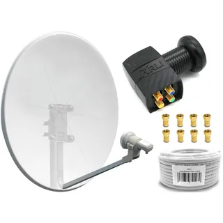 SAT-Anlage 4 Teilnehmer NEU Komplettset  Sofort einsatz  Spiegel Kabel Stecker