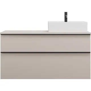 burgbad Eqio Keramik-Aufsatzwaschtisch quadratisch, rechts, inklusive Waschtischunterschrank mit 2 Schubladen, Breite 1200mm, SGUQ120RF6583C0001G0252