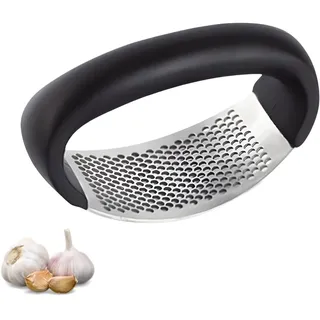 PARENCE.- Multifunktionale Knoblauchpresse aus Edelstahl - Kleine kompakte Knoblauchmühle mit ergonomischem Griff - 10,5x5cm, schwarz
