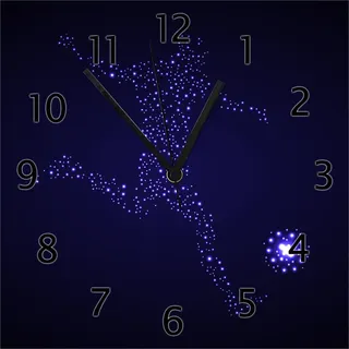 Wallario Design Wanduhr Fußball - ein Spieler aus tausend Sternen in blau aus Echtglas, Größe 30 x 30 cm - Schwarz
