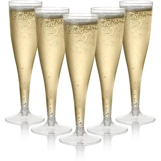 MATANA 24 Premium Elegante Sektgläser Plastik, 133ml - Sektgläser Kunststoff, Sektflöten, Champagner Gläser, Cocktailgläser, Weingläser für Hochzeiten, Partys - Stabil & Mehrweg