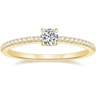Titaniumcentral Vorsteckring Damen Eternity Ringe Schmal Rund Zirkonia Verlobungsringe Eheringe Versprechen Ring (Gelbgold,62 (19.7)