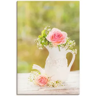Artland Wandbild "Vintage Rosen in Vase" Blumen 1 Stk. tlg. als Alubild, Leinwandbild, Poster in verschied. Größen, farbe bild(er): grün