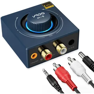 YMOO B06T3+ LDAC Bluetooth Empfänger für Stereoanlage, HiFi Audio Adapter mit aptX Low Latency (<40 ms), 3,5 mm & Cinch, Drahtloser Musikempfänger für Handy, Tablet & Verstärker