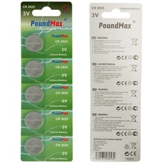 PoundMax® 5 x Knopfzellen Lithium CR2025 Batterien Uhr NEU