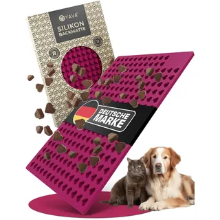YAVA® Mini Herz (1,5cm) Backmatte Hundekekse, Premium Silikon Backform für Hundeleckerli, Silikonform, Backform Herz, Backmatten für Hundeleckerlies, Herzbackform, BPA-frei (Bordeauxrot)