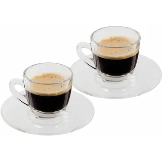 Scanpart Glas-Espressotassen mit Untertassen, Glas Espresso Tasse, 70 ml, 4-tlg. - Transparent