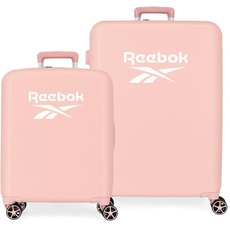 Reebok Roxbury Koffer-Set, Rosa, 55/70 cm, robust, ABS-Kunststoff, integrierter TSA-Verschluss, 119,4 l, 6 kg, 4 Doppelrollen, Handgepäck, Rosa, Set de maletas, kofferset