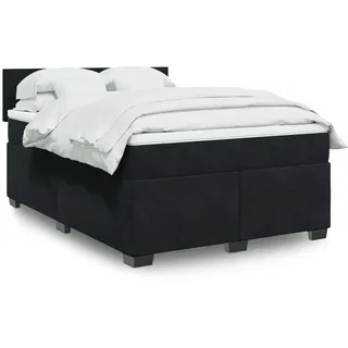 Langlebige Boxspringbett mit Matratze Schwarz 160x200 cm Samt Gästebett mit Lattenrost Möbel4418456 - Schwarz