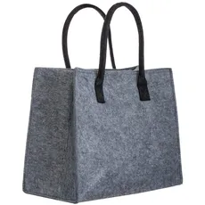 Brandsseller Filztasche | Praktische Einkaufstasche | Shoppingbag | Freizeittasche | Aufbewahrungstasche aus Filz (Hellgrau/Schwarz)
