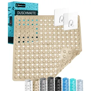Blumbach® Duschmatte rutschfest 53x53cm - Inkl. 2 Haken zum Aufhängen | 100% BPA-frei, griffige Antirutschmatte Dusche, Badewannenmatte schimmelresistent, Duscheinlage Rutschmatte maschinenwaschbar