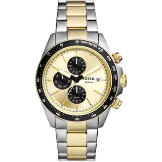 Fossil Quarzuhr »AUTOCROSS« Armbanduhr, Herrenuhr, Edelstahlarmband, analog, Tag, Wochentag, goldfarben