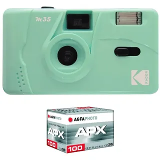 Kodak Wiederaufladbare Kamera, M35 – 35 mm, Grün + ISO-Film ohne ISO – Erfassen Sie Ihre Momente mit Eleganz und Kreativität, die Essenz unvergesslicher Erinnerungen